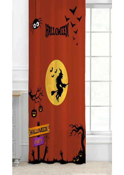 Halloween Party Korku Festival Cadı Desen Özel Tasarım Dijital Baskılı (Tek Kanat) Modern Fon Perde