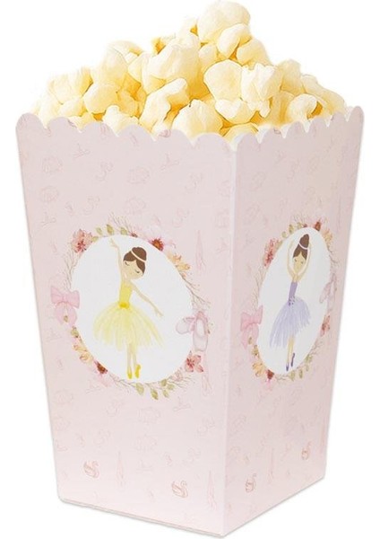 Balerin Temalı Karton Mısır Kutusu Popcorn Kutusu 8'li