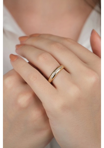 14 Ayar Altın Ortası Sıralı Taşlı Yüzük 518 modelleri