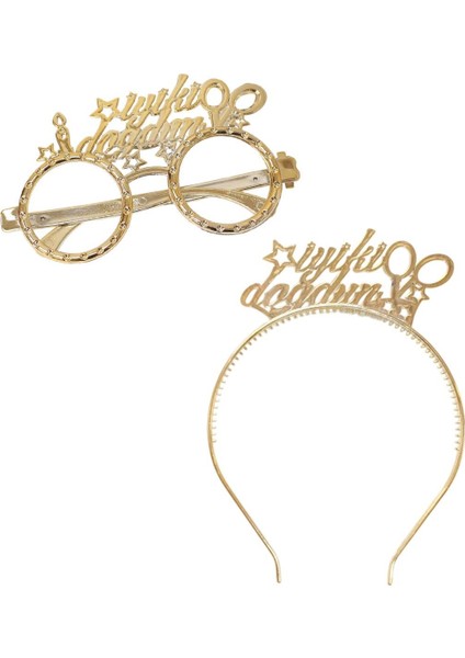 Iyi Ki Doğdun Taç Gözlük Set Doğum Günü Parti Aksesuarı Gold fiyatları