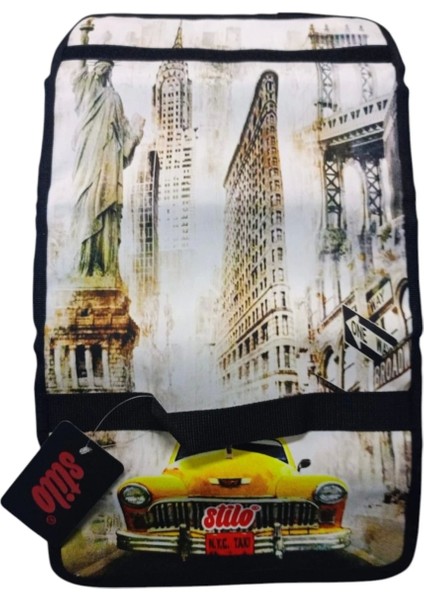 Kumaş Dörtlü Kalem Çantası Desenli ( Yellow Taxi)