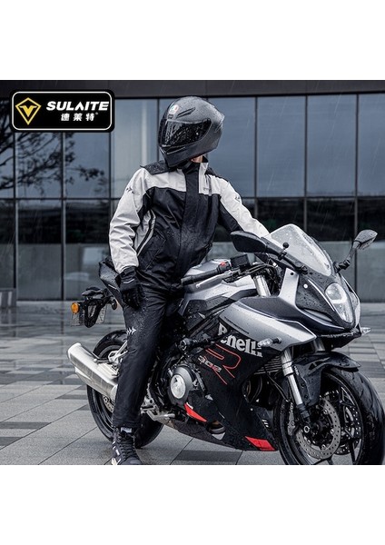 Sulaite Motosiklet Yağmurluk Oxford Kumaş Pantolon Ceket Siyah
