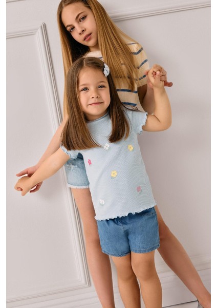 Kız Bebek Beli Lastikli Jean Şort E5245A525SM
