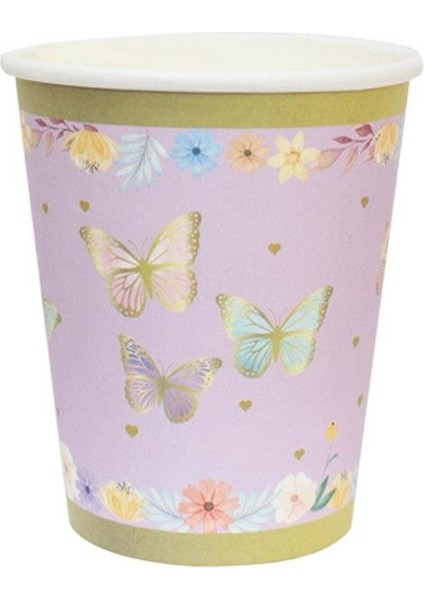 Kelebek Temalı Bardak Karton Doğum Günü Bardağı 8'li fiyatları