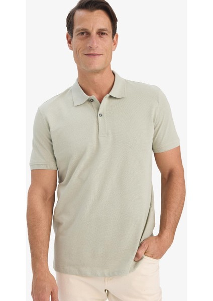 %100 Pamuk Regular Fit Kısa Kollu Basic Düz Pike Kumaş Polo Tişört C1293AX25SP