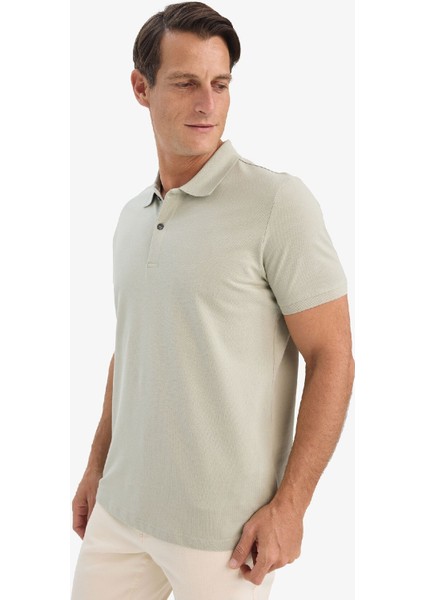 %100 Pamuk Regular Fit Kısa Kollu Basic Düz Pike Kumaş Polo Tişört C1293AX25SP