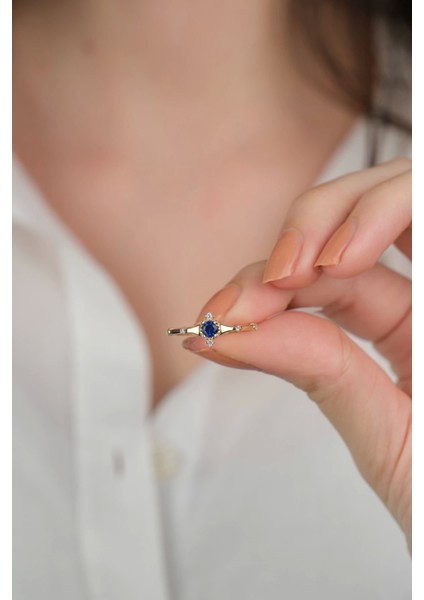 14 Ayar Altın Mavi Taşlı Yüzük 712 fırsatları