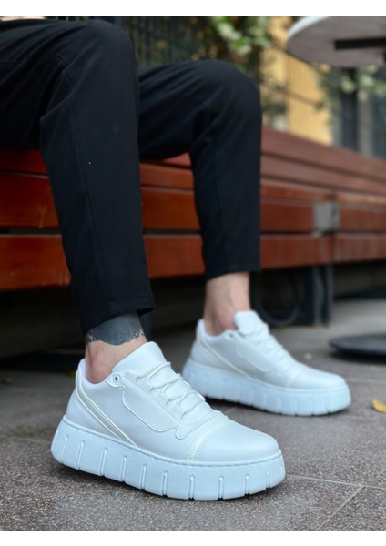 ET0666 Beyaz Yüksek Taban Erkek Günlük Ayakkabı