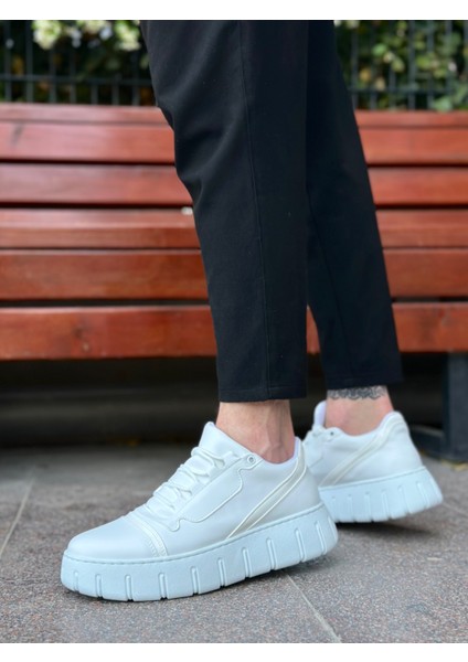 ET0666 Beyaz Yüksek Taban Erkek Günlük Ayakkabı