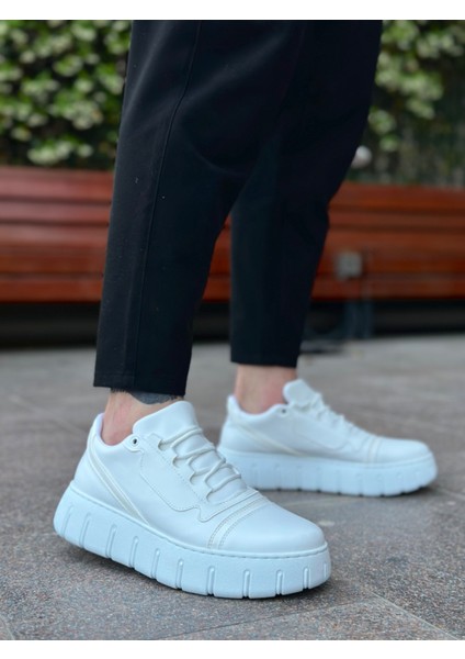 ET0666 Beyaz Yüksek Taban Erkek Günlük Ayakkabı