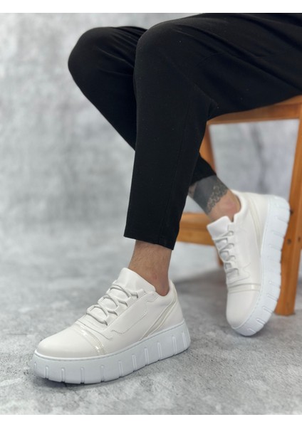 ET0666 Beyaz Yüksek Taban Erkek Günlük Ayakkabı