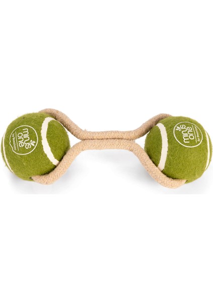 Köpek Oyuncağı, İpli Iki Tenis Topu, Kauçuk, gri/kahverengi, 21cm, Top 6,3cm