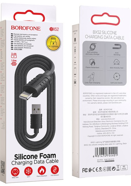 iPhone ile Uyumlu 2.4A Şarj ve Data Kablo USB To Lightning - 1 Metre - BX52