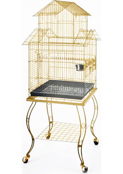 Sehpalı Papağan Kafesi Gold (51 x 51 x 139) Nrmsa