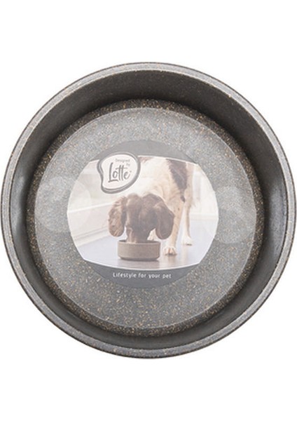 Köpek Mama Su Kabı, Bambu, Antrasit, 14cm, 410ml