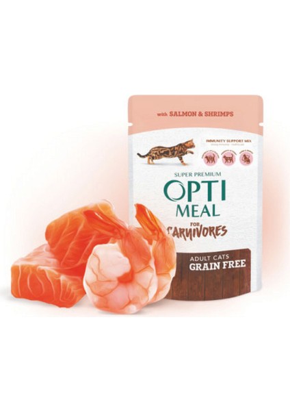 Süper Premium Somonlu-Karidesli Sos Içerisinde Tahilsiz Pouch Kedi Mamasi 85 gr x 6 Adet Nrmsa