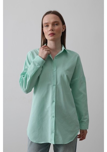 Uzun Kol Gömlek - Mint