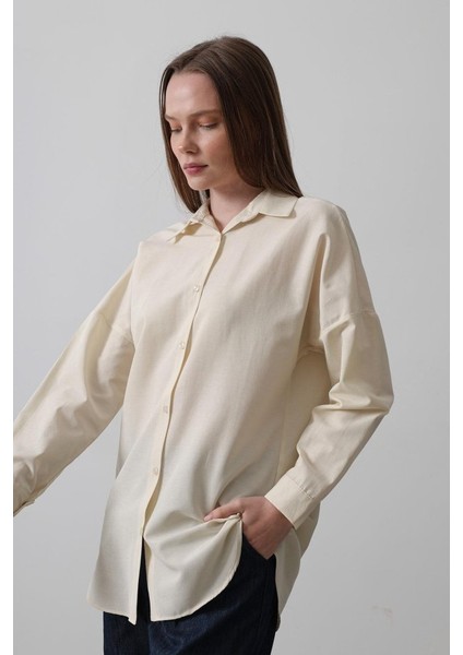 Uzun Kol Gömlek - Ekru