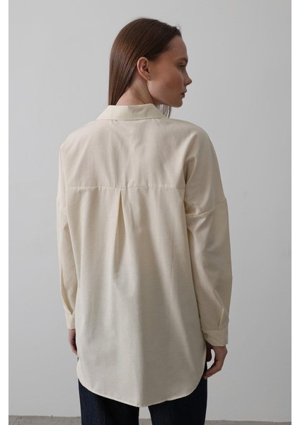 Uzun Kol Gömlek - Ekru fırsatları
