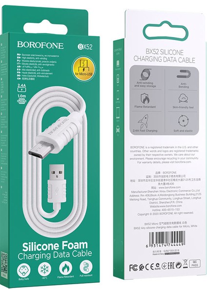Android ile Uyumlu 2.4A Şarj ve Data Kablo USB To Mikro USB - 1 Metre - BX52