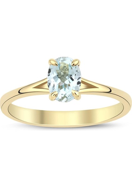 Aqua Marine Oval Tektaş Yüzük