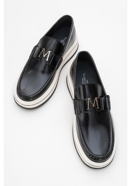 Erkek Kalın Taban Klasik Loafer Gerçek Deri Mc 21108 Siyah