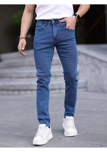 Erkek Slim Fit Casual Likralı Kot Pantolon