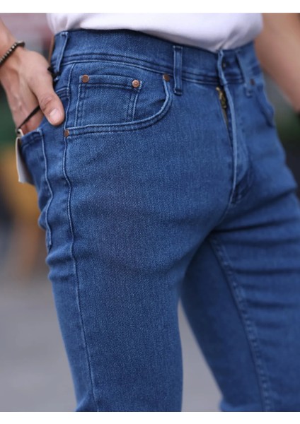 Erkek Slim Fit Casual Likralı Kot Pantolon