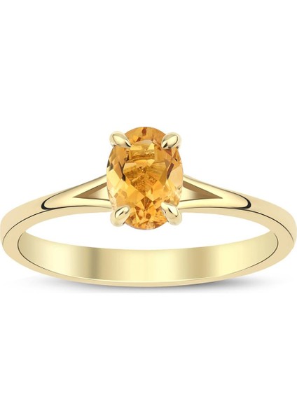 Citrine Oval Tektaş Yüzük