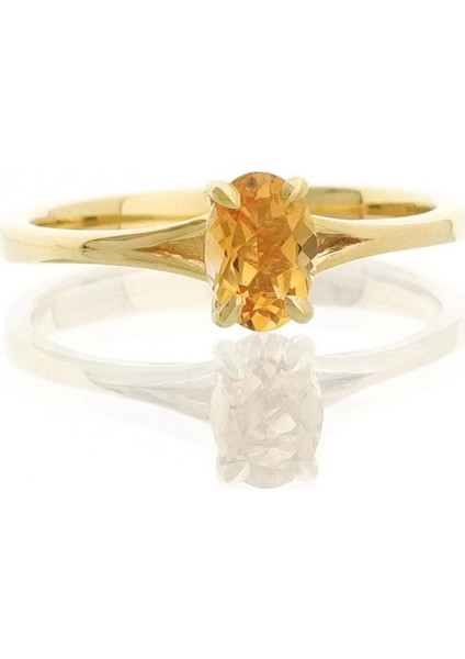 Citrine Oval Tektaş Yüzük