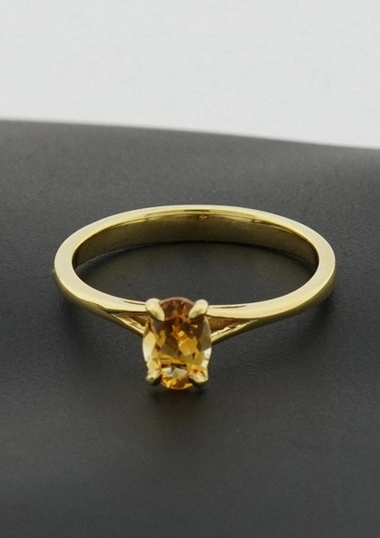 Citrine Oval Tektaş Yüzük