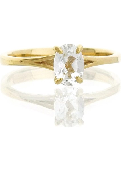 White Topaz Oval Tektaş Yüzük fiyatları