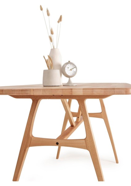 6 Kişilik Slim Kayın Masa, Masif Ahşap Masa, %100 Doğal Ahşap Masa, Iskandinav Masa, Modern 150cm