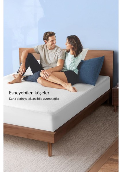 Unicolor Fitted Full Lastikli Sıvı Geçirmez Alez Sessiz ve Nefes Alabilir Yatak Koruyucu 180 x 200 indirimleri