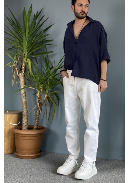Ekru Kot Pantolon Regular Kalıp