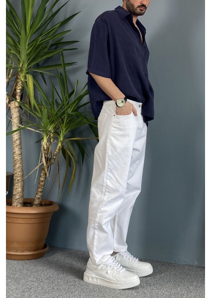 Ekru Kot Pantolon Regular Kalıp