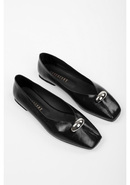 Kadın Melia Siyah Cilt Toka Detaylı Babet