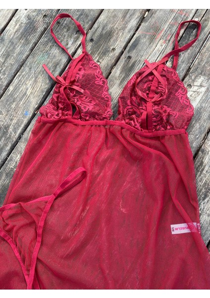 Bordo Tül Dantelli Gecelik fiyatları