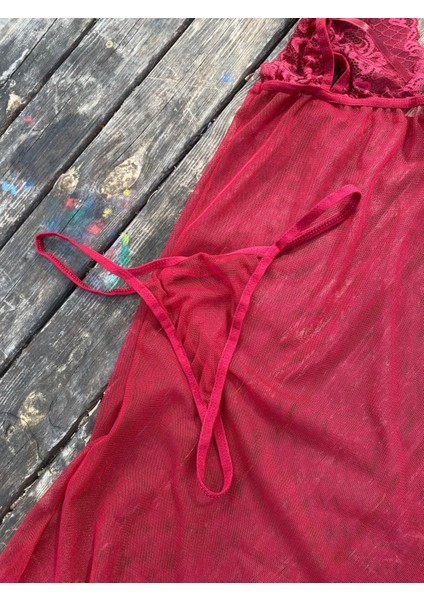 Bordo Tül Dantelli Gecelik fırsatları