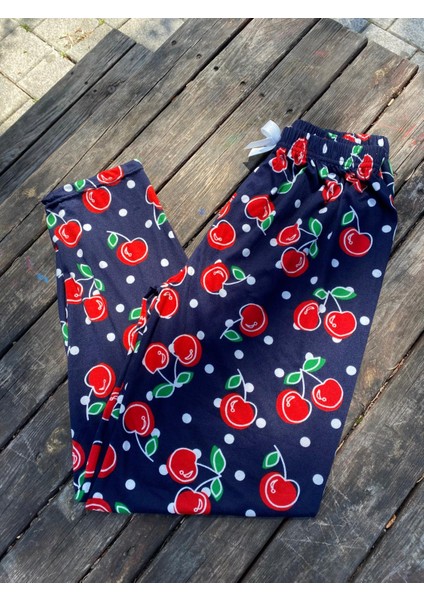 Yazlık Yumuşak Dokulu Pijama Altı Kiraz Baskılı
