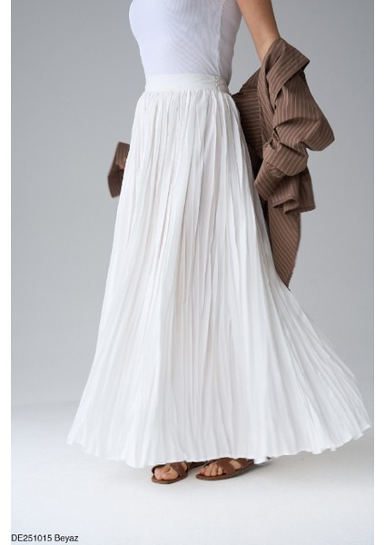 Kırışık Kumas Uzun Viskon Etek