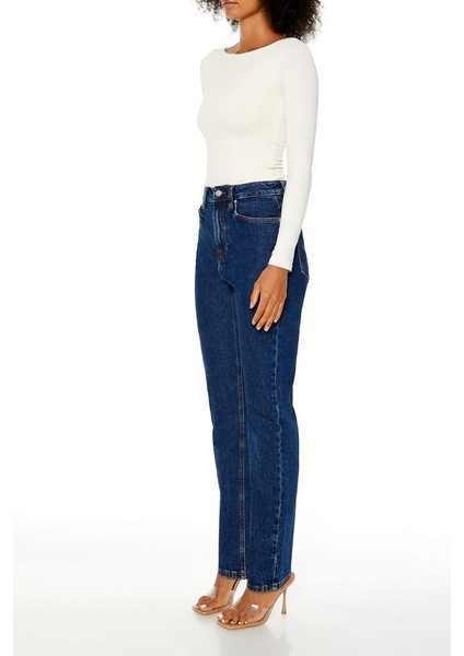 High-Rise Straight Jean Pantolon