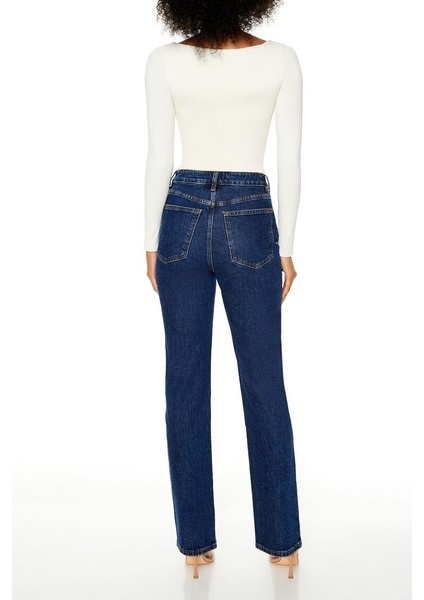 High-Rise Straight Jean Pantolon