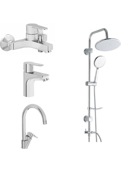 Win S Banyo Bataryası + Lavabo Bataryası + Eviye Bataryası + Bolero Duş Seti