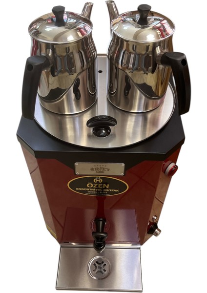DE11-NOVA Jumbo Çay Makinesi 2 Demlikli Dijital Termostatlı 22 Lt. Elektrikli Semaver Kırmızı Siyah