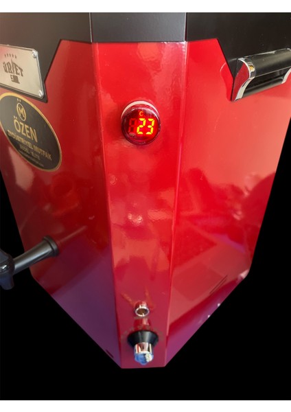 DE11-NOVA Jumbo Çay Makinesi 2 Demlikli Dijital Termostatlı 22 Lt. Elektrikli Semaver Kırmızı Siyah