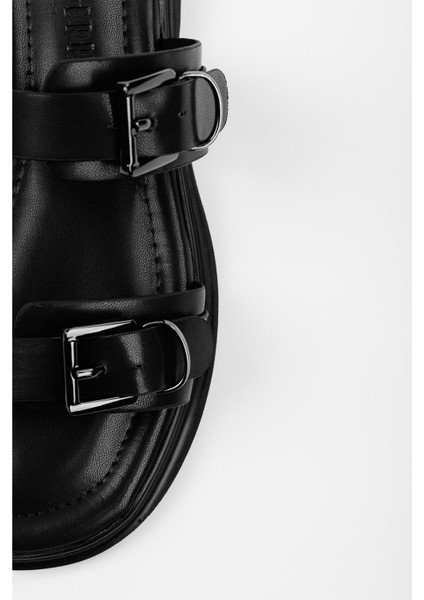 Kadın Taliya Siyah Cilt Tokalı Terlik indirimleri