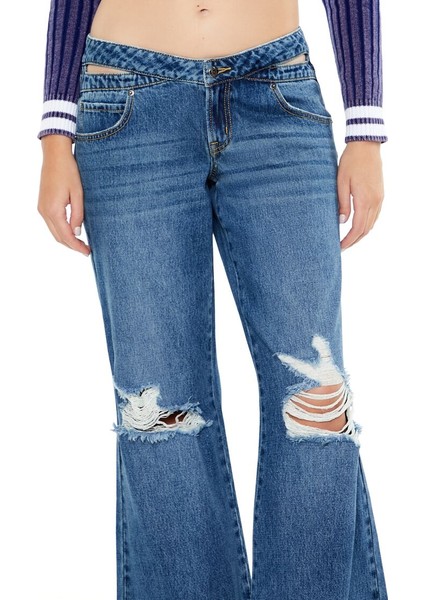 Kesik Detaylı Baggy Jean Pantolon