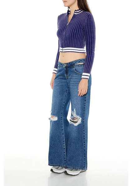 Kesik Detaylı Baggy Jean Pantolon