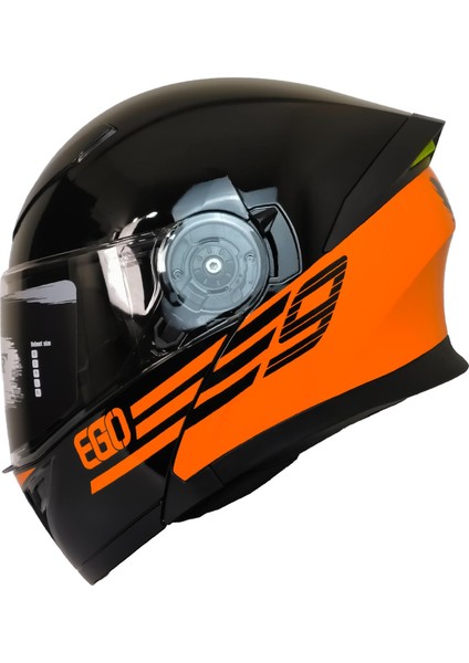 Motosiklet Çene Açılır Kask Ece 22.06 Sertifika Güneş Vizörü Motor Kaskı Eagle Orange